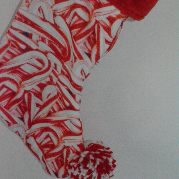 Its Sugar Faux Fur Trim Embroidered SWEET Candy Cane Red Christmas Stocking 17" - Picture 5 of 9
